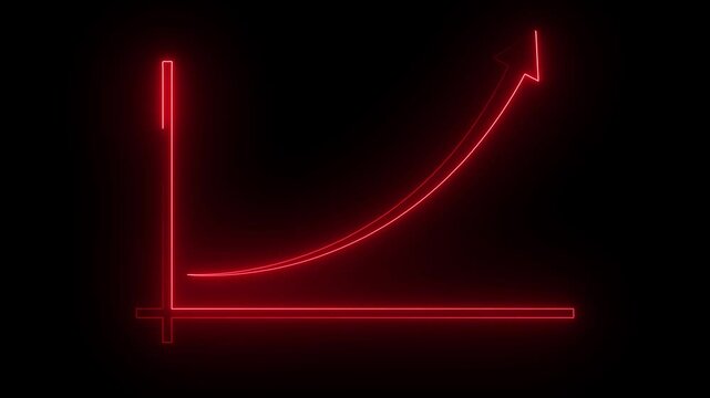 Business grow-ting arrow. Rising bar follow the arrow. Abstract neon arrow growth , success concept. Profit growing icon animation.
