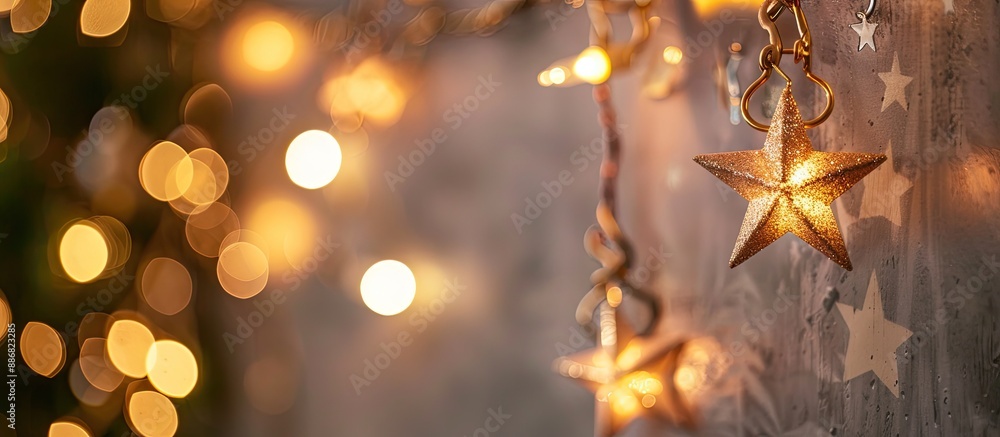 Aufkleber a garland of stars adorns a gray wall, creating a festive atmosphere perfect for new year and christ