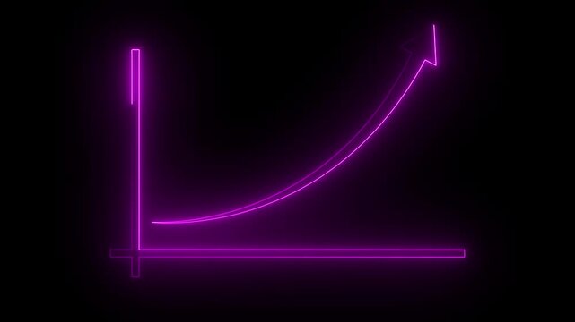 Business grow-ting arrow. Rising bar follow the arrow. Abstract neon arrow growth , success concept. Profit growing icon animation.