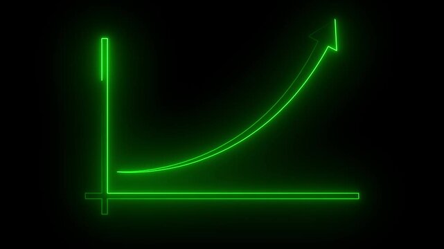 Business grow-ting arrow. Rising bar follow the arrow. Abstract neon arrow growth , success concept. Profit growing icon animation.