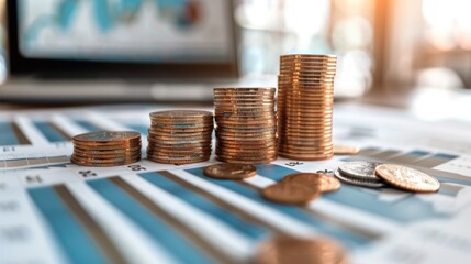 A stack of coins and financial documents symbolizing budget planning and financial management.