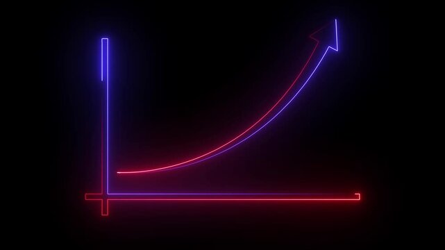 Business grow-ting arrow. Rising bar follow the arrow. Abstract neon arrow growth , success concept. Profit growing icon animation.