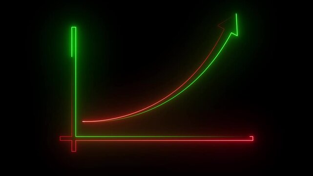 Business grow-ting arrow. Rising bar follow the arrow. Abstract neon arrow growth , success concept. Profit growing icon animation.