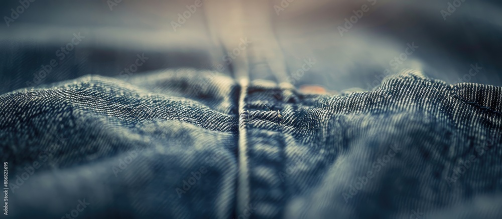 Aufkleber close-up shot of a detailed jeans texture with focus on a single point, against a softly blurred bac
