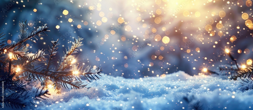 Aufkleber Winter-themed Merry Christmas card with a Happy New Year message and room for text on a copy space image.