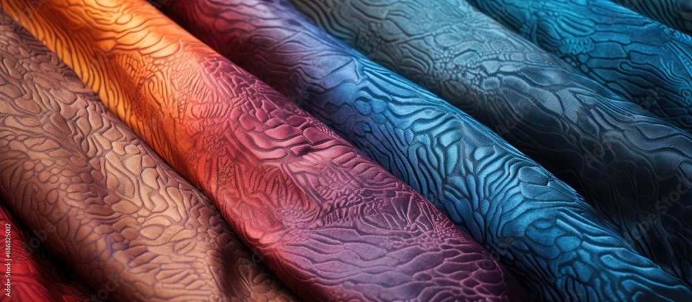 Fototapete close-up of textured fabric with abstract patterns, perfect for copy space image.
