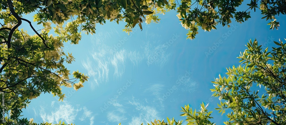 Aufkleber capture tree branches framed against a sky backdrop with copy space image.