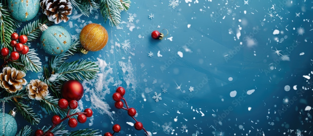 Leinwandbilder design elements for advertisements with a blue background featuring artificial white snow, intertwin