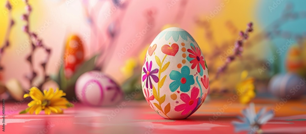 Poster quirky easter egg with playful design in a colorful setting, perfect for a copy space image.