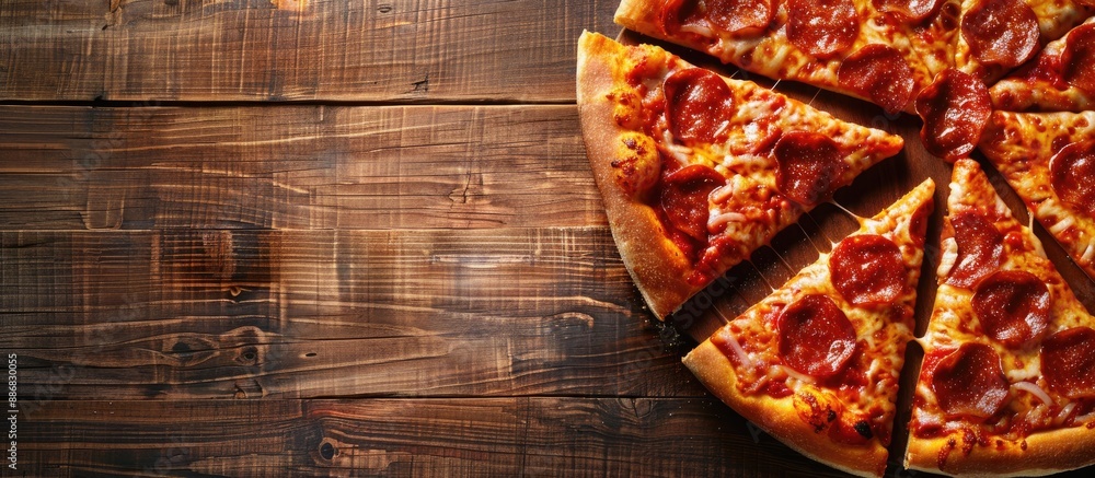 Poster Restaurant table with pizza slices, giving the image an attractive copy space image.