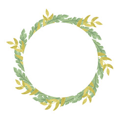 Watercolor hand drawn wreath of tropical leaves isolated on png transparent background - frame jungle design illustration for postcards, baby showers