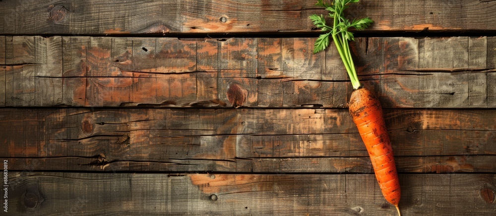 Poster Cookbook with a carrot displayed on a rustic wooden surface, creating an appealing copy space image.