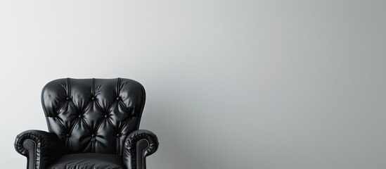 Minimal creative concept featuring a black retro chair against a white backdrop with copy space image to enhance design.