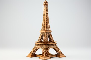 3D Eiffel Tower on a white background, generative IA