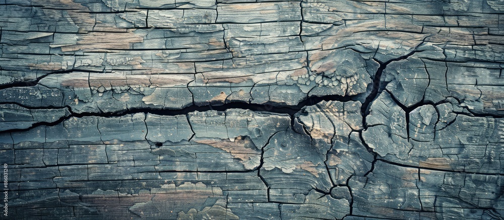 Poster grunge style depicted on a weathered, rustic wooden background showing cracks. picture features a vi
