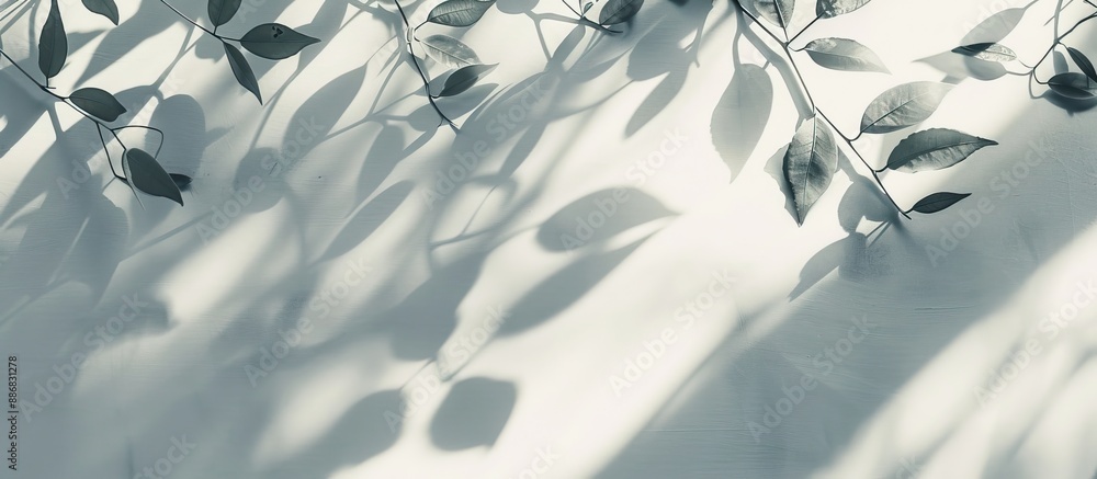 Poster Minimalist style background created by leaf shadows on house walls with copy space image.