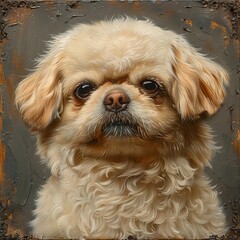 Adorable Pekingese Dog Portrait with Captivating Facial Expression