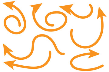 Black straight long arrow in hand drawn style. Arrow shape element pointimg right.3 different arrows. Vector illustration. eps 10