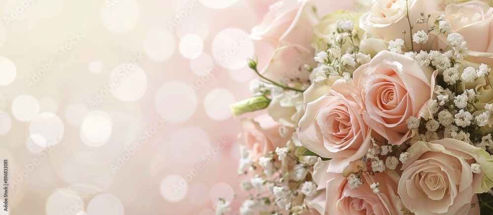 Aufkleber Bridal bouquet displayed against a soft background with space for text, ideal for an online blog header image.
