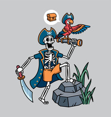 Pirate skull looking for treasure