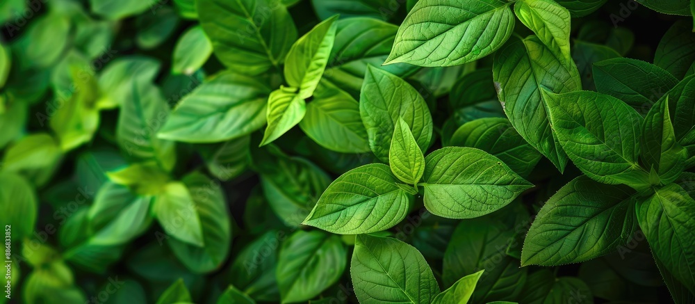 Poster background of green leaves with copy space image.
