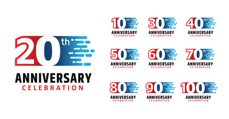 Set of anniversary design modern speed number