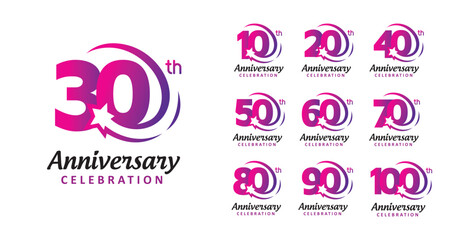 Set of anniversary design modern star number