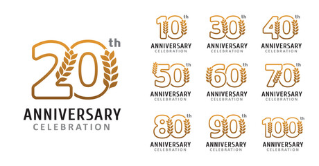 Set of anniversary design nature wheat number