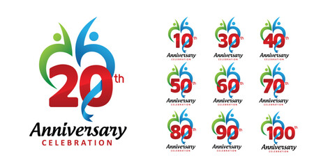 Set of anniversary design people number