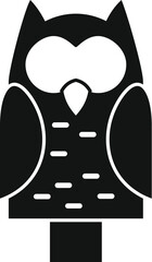 Black and white minimal logo of an owl standing on a branch