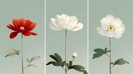 Elegant floral motifs in muted tones, perfect for creating a sophisticated and timeless look in presentations. Illustration, Image, , Minimalism,