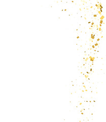 Gold falling confetti. Rectangle shape. Festive background