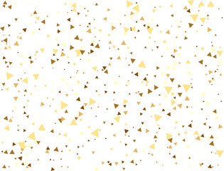Gold falling confetti. Triangle shape. Festive background