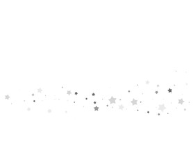 Silver White  falling confetti. Star shape. Festive background