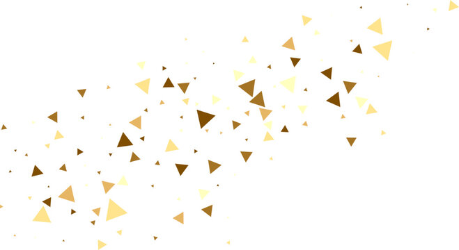 Gold falling confetti. Triangle shape. Festive background