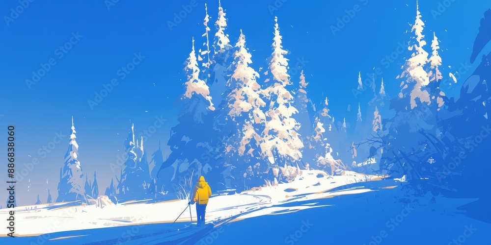 Poster Solitude in Snow: A Tranquil Path Through Negative Space
