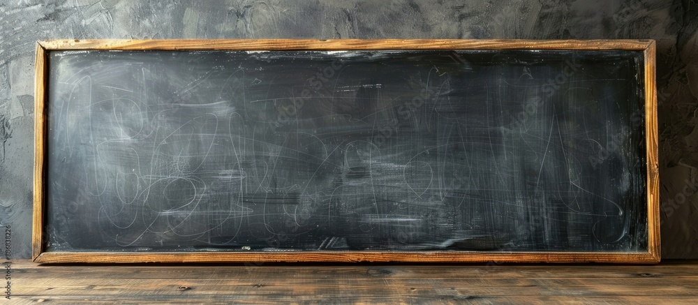 Poster old blackboard on the wall with empty copy space image.