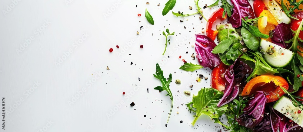 Poster close-up of tabule salad on a white background for a menu, providing a copy space image.