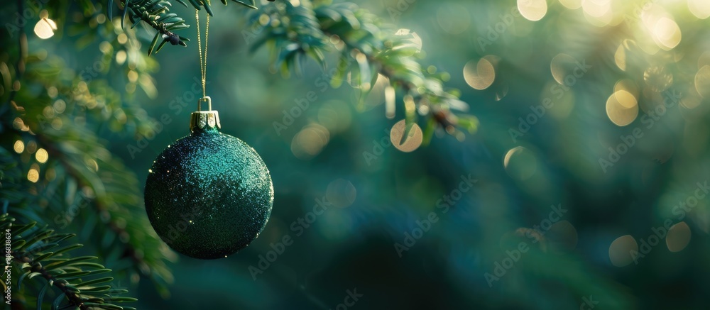 Aufkleber the christmas tree ball serves as a background for a copy space image.