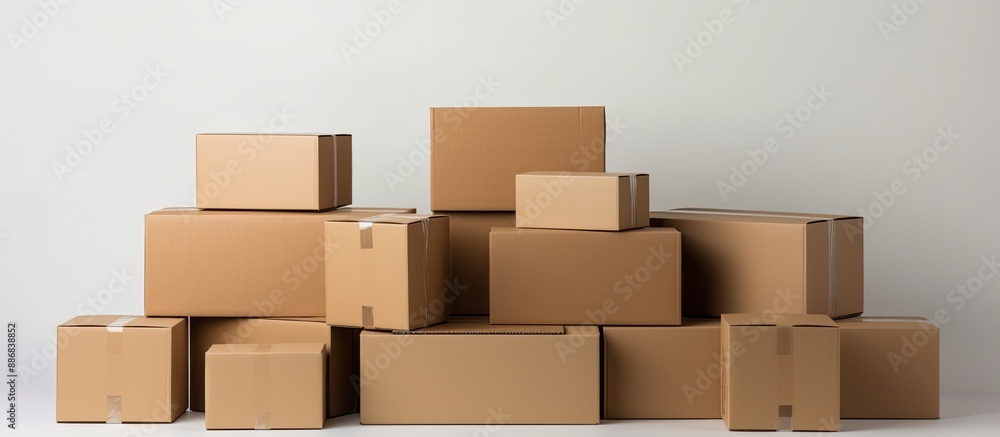 Leinwandbilder packaging cardboard boxes displayed against a white backdrop with copy space image for design.