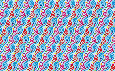 Colorful twirl spiral lines wave colorful pattern and detail art kid design. beauty, fashion, cute, child, deco, art deco, circle, detail, blue.