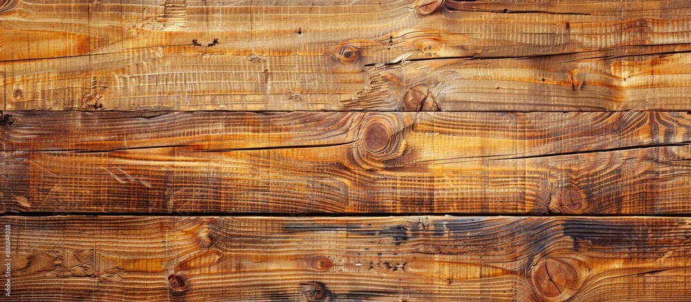Poster rustic wooden texture background with an old bright brown hue, ideal for a long panoramic banner wit