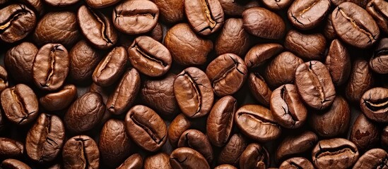 Fototapeta premium In general, coffee beans are prominent objects in the copy space image.