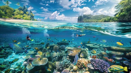 Tropical Underwater Paradise with Diverse Marine Life