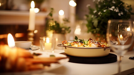 Winter holiday meal for dinner celebration menu, main course festive dish for Christmas, family event, New Year and holidays, English country food recipe idea