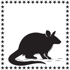 Armadillo Silhouette Vector Cute Armadillo With Round Star On White Background