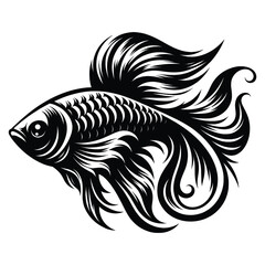 fish silhouette vector  style on background