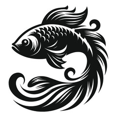 fish silhouette vector  style on background