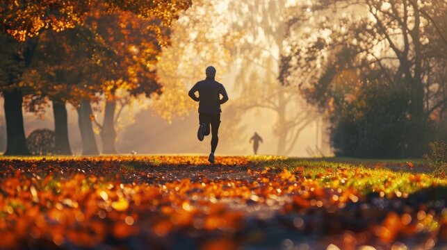 Embrace the colorful Marathon by Running Among the Amazing Foliage of Nature. AI generated image