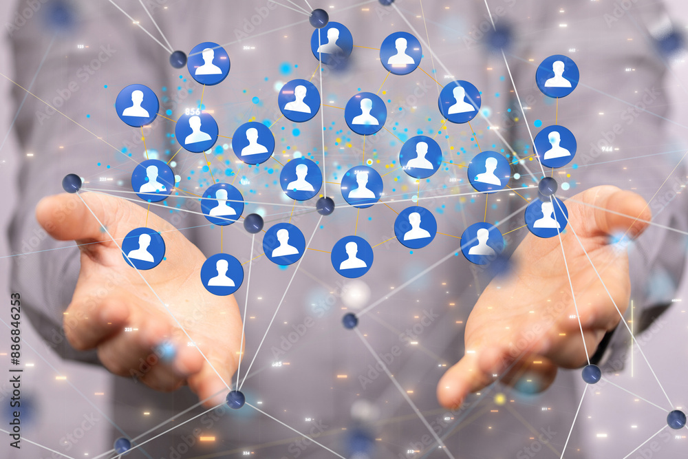 Poster Unity group and teamwork concept digital